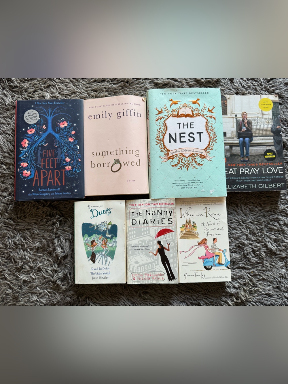 Contemporary Womens Fiction Book Lot 7 Titles Five Feet Apart Something Borrowed